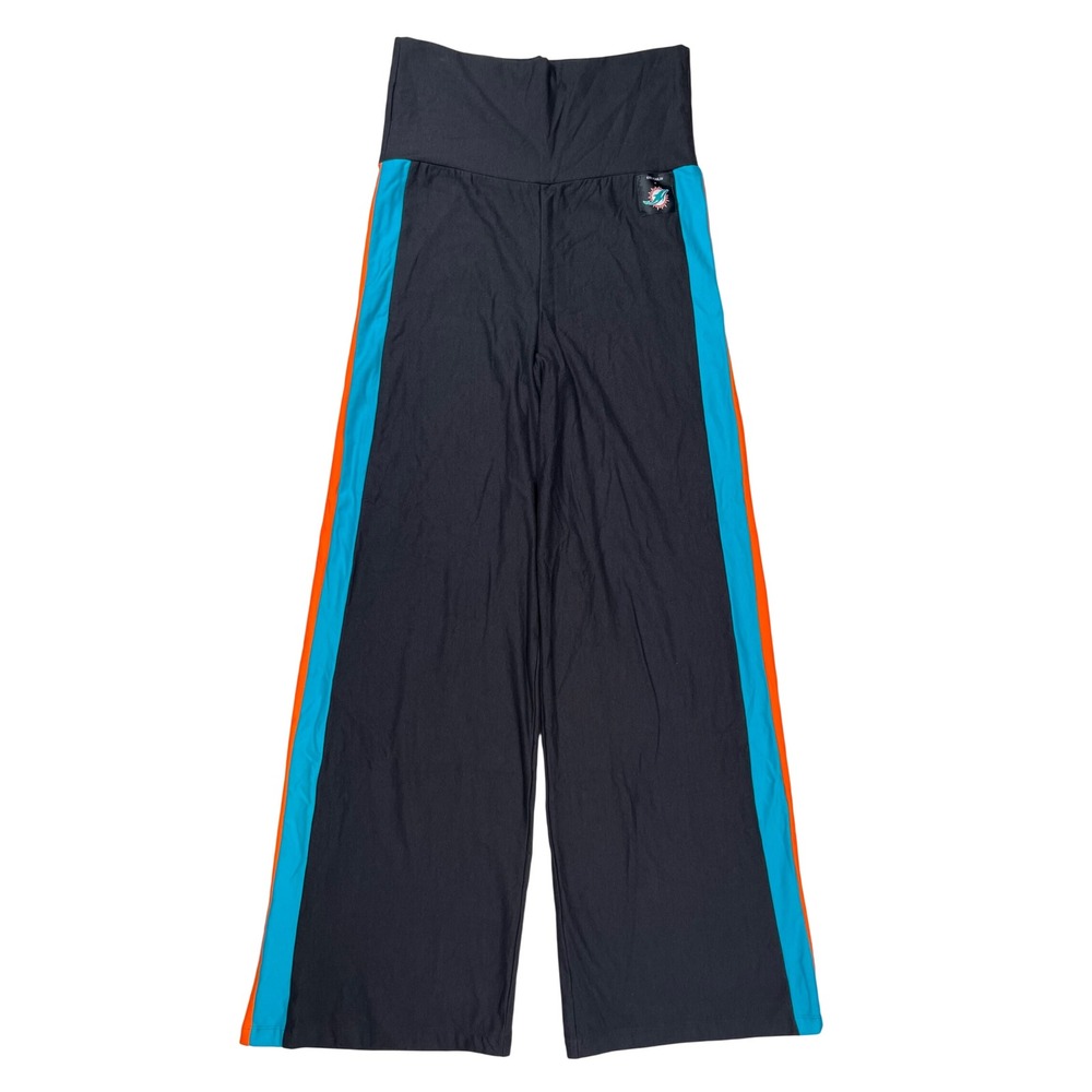 Kiya Tomlin Miami Dolphins Pants Women Large Wide Leg Bamboo Fold Over Waistband